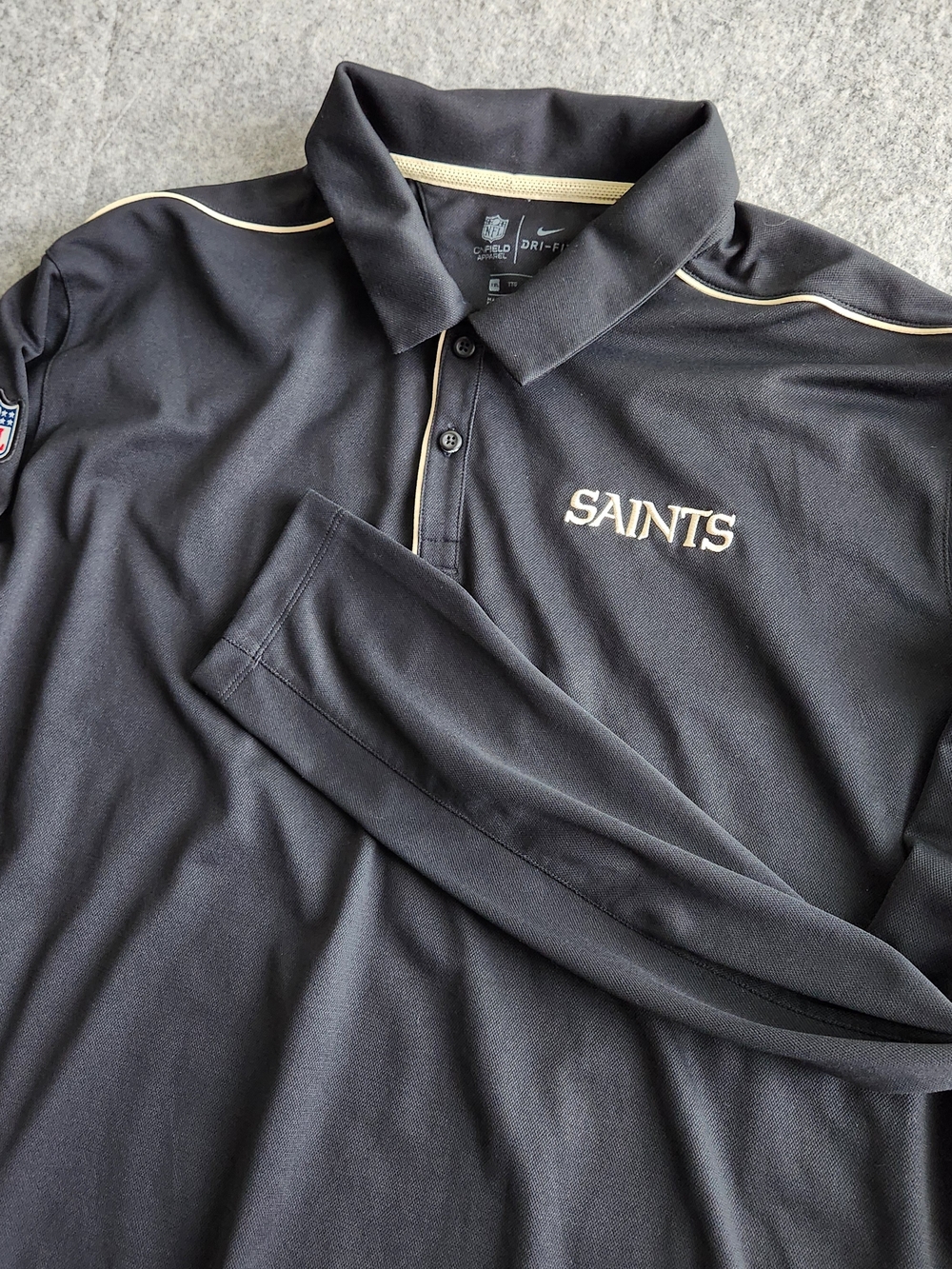Nike NFL New Orleans Saints Polo Shirt Mens 2XL Black Football Dri Fit On Field